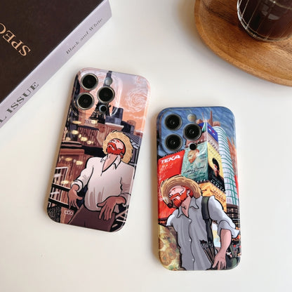 For iPhone 14 Pro Precise Hole Oil Painting Pattern PC Phone Case(Tower) - iPhone 14 Pro Cases by buy2fix | Online Shopping UK | buy2fix