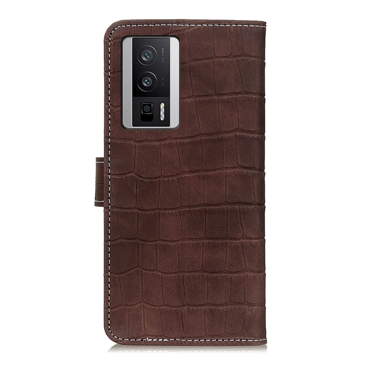 For Xiaomi Poco F5 Pro/Redmi K60/K60 Pro Magnetic Crocodile Texture Leather Phone Case(Brown) - Xiaomi Cases by buy2fix | Online Shopping UK | buy2fix