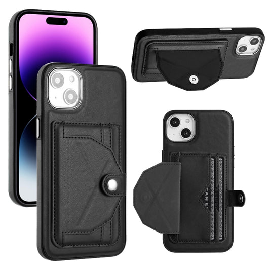 For iPhone 14 Plus Shockproof Leather Phone Case with Card Holder(Black) - iPhone 14 Plus Cases by buy2fix | Online Shopping UK | buy2fix
