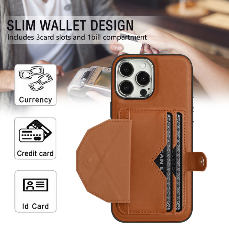 For iPhone 13 Pro Max Shockproof Leather Phone Case with Card Holder(Brown) - iPhone 13 Pro Max Cases by buy2fix | Online Shopping UK | buy2fix