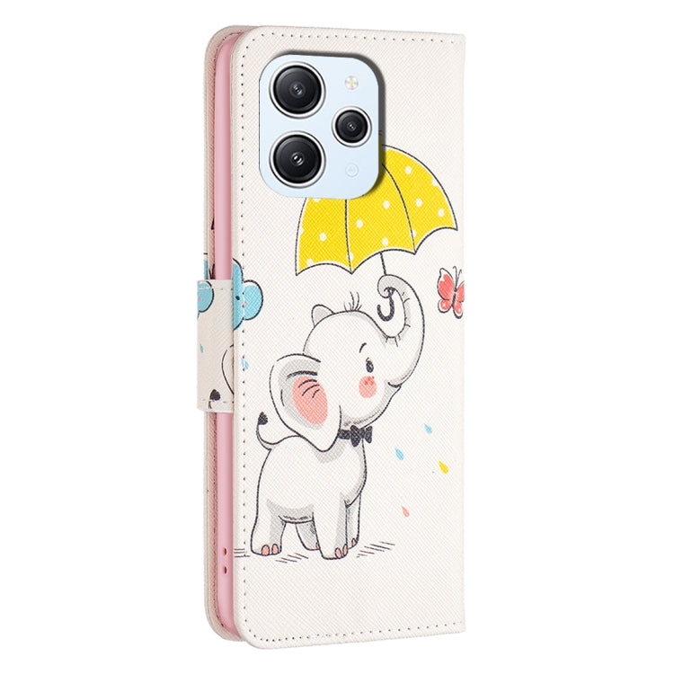 For Xiaomi Redmi 12 4G Colored Drawing Pattern Leather Phone Case(Umbrella Elephant) - Xiaomi Cases by buy2fix | Online Shopping UK | buy2fix