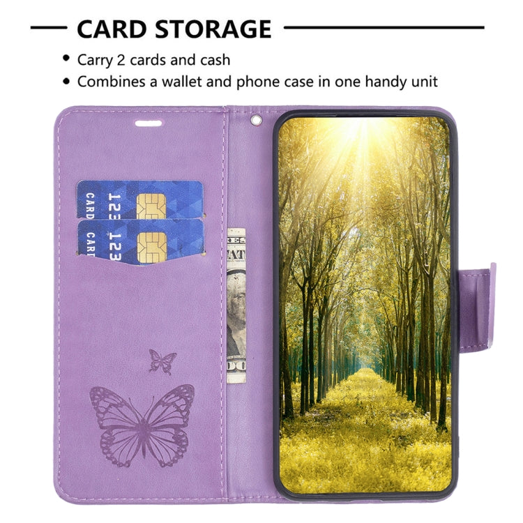 For Xiaomi Redmi Note 12S 4G / Note 11 Two Butterflies Embossing Leather Phone Case(Purple) - Xiaomi Cases by buy2fix | Online Shopping UK | buy2fix