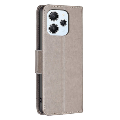 For Xiaomi Redmi 12 4G Two Butterflies Embossing Leather Phone Case(Grey) - Xiaomi Cases by buy2fix | Online Shopping UK | buy2fix