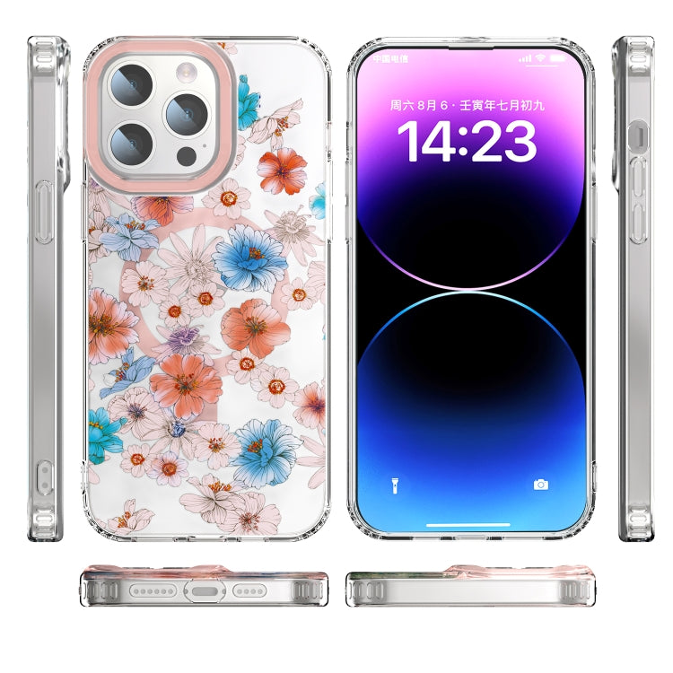For iPhone 11 Pro Max MagSafe Magnetic TPU Phone Case(White Blue Flower) - iPhone 11 Pro Max Cases by buy2fix | Online Shopping UK | buy2fix
