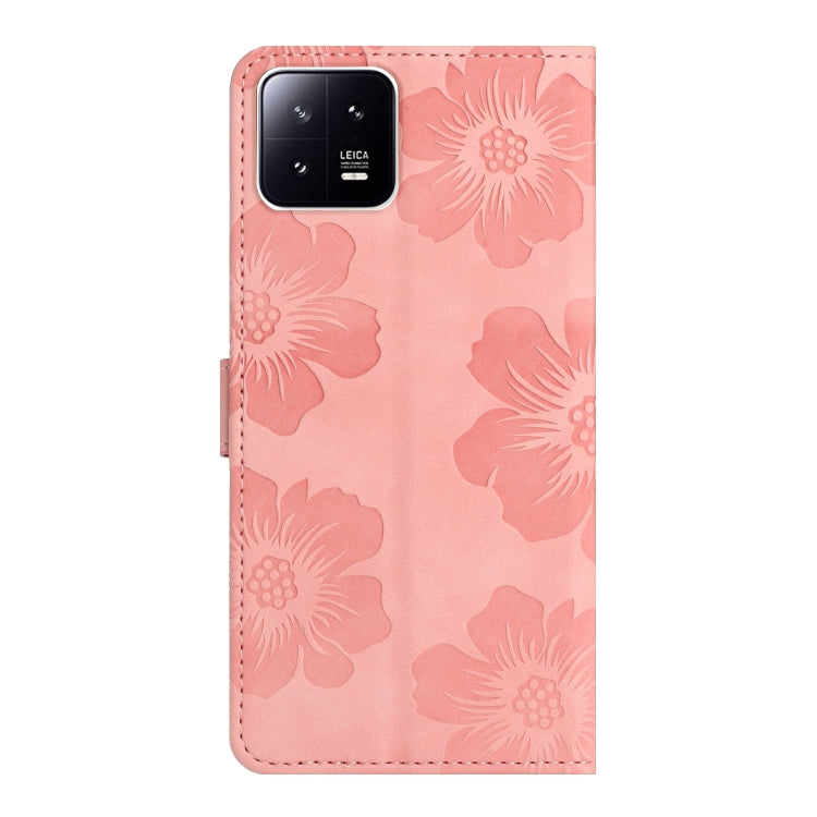 For Xiaomi 13 Flower Embossing Pattern Leather Phone Case(Pink) - 13 Cases by buy2fix | Online Shopping UK | buy2fix