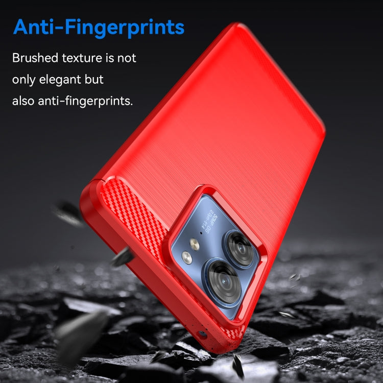 For Motorola Edge 40 Brushed Texture Carbon Fiber TPU Phone Case(Red) - Motorola Cases by buy2fix | Online Shopping UK | buy2fix