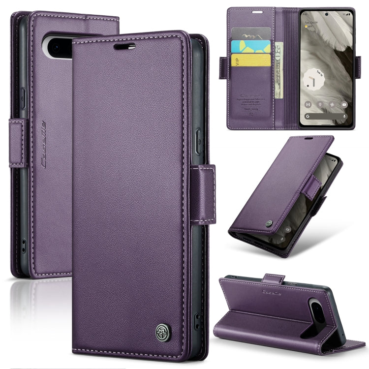 For Google Pixel 8 CaseMe 023 Butterfly Buckle Litchi Texture RFID Anti-theft Leather Phone Case(Pearly Purple) - Google Cases by CaseMe | Online Shopping UK | buy2fix