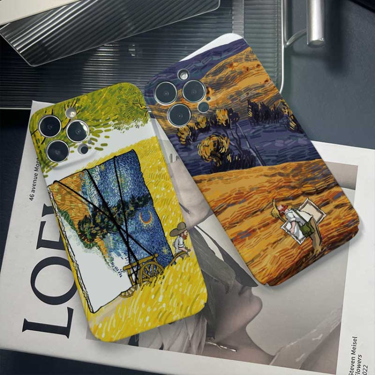 For iPhone 13 mini Precise Hole Oil Painting Pattern PC Phone Case(Train) - iPhone 13 mini Cases by buy2fix | Online Shopping UK | buy2fix