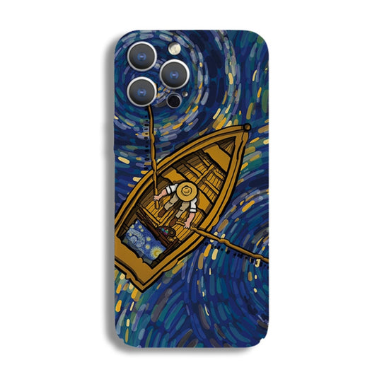 For iPhone 8 Plus / 7 Plus Precise Hole Oil Painting Pattern PC Phone Case(Boating) - More iPhone Cases by buy2fix | Online Shopping UK | buy2fix