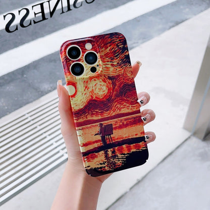 For iPhone 11 Pro Precise Hole Oil Painting Pattern PC Phone Case(Sunset) - iPhone 11 Pro Cases by buy2fix | Online Shopping UK | buy2fix