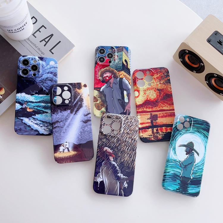 For iPhone 14 Precise Hole Oil Painting Pattern PC Phone Case(Sea Wave) - iPhone 14 Cases by buy2fix | Online Shopping UK | buy2fix