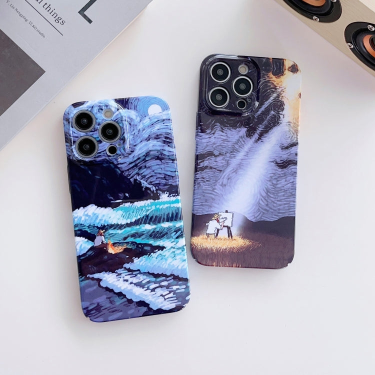 For iPhone X / XS Precise Hole Oil Painting Pattern PC Phone Case(Thinker) - More iPhone Cases by buy2fix | Online Shopping UK | buy2fix