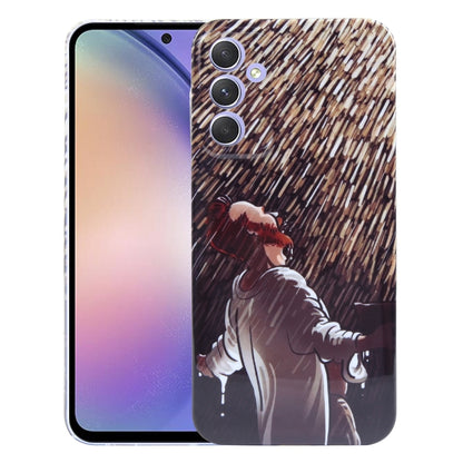 For Samsung Galaxy A54 5G Precise Hole Oil Painting Pattern PC Phone Case(Rain) - Galaxy Phone Cases by buy2fix | Online Shopping UK | buy2fix