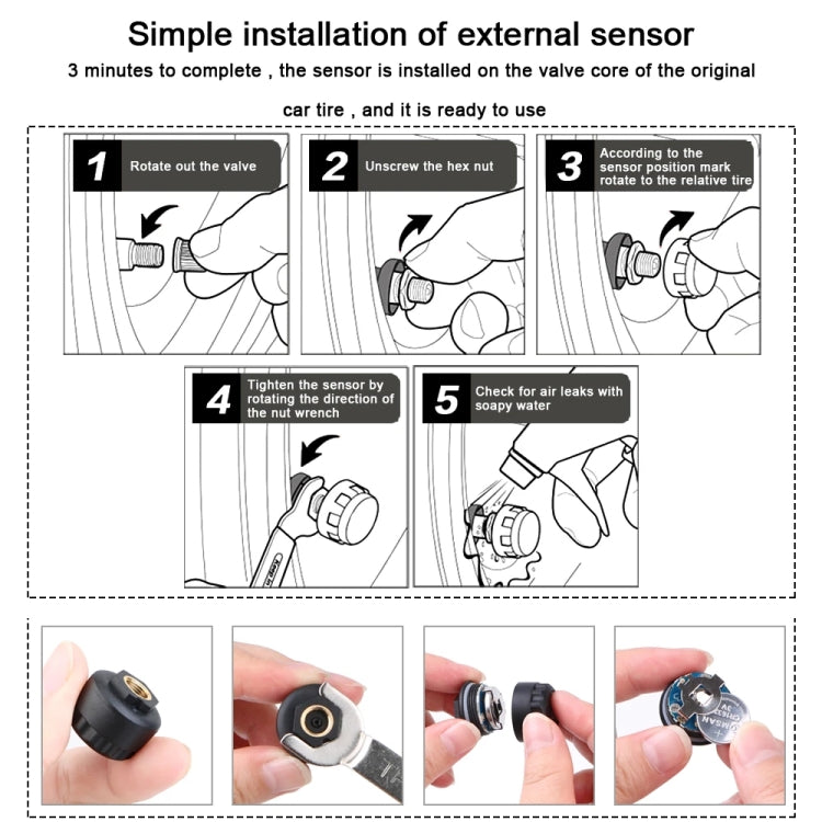 Front Rear Wheel Tire Pressure Temperature Monitoring Sensor(Black) - Electrical System by buy2fix | Online Shopping UK | buy2fix