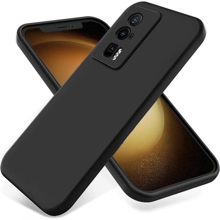 For Xiaomi Poco F5 Pro 5G / Redmi K60 / K60 Pro Pure Color Liquid Silicone Shockproof Phone Case(Black) - Xiaomi Cases by buy2fix | Online Shopping UK | buy2fix