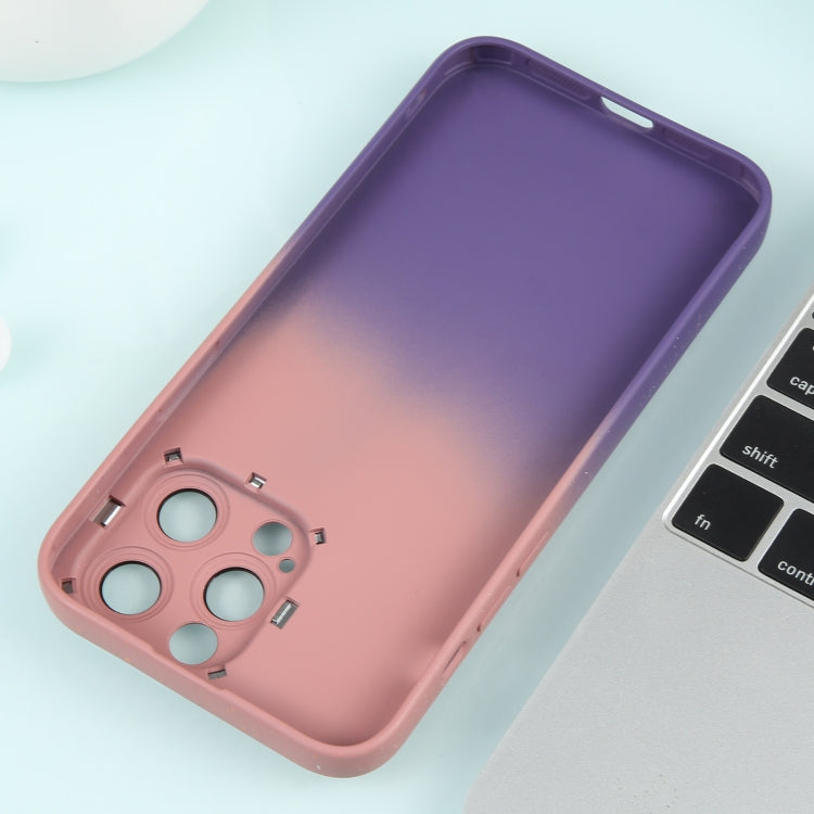 For iPhone 13 Pro Max Gradient Starry Silicone Phone Case with Lens Film(Pink Purple) - iPhone 13 Pro Max Cases by buy2fix | Online Shopping UK | buy2fix