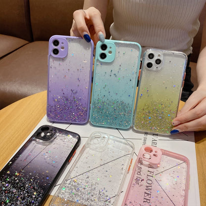 For iPhone SE 2022 / SE 2020 / 8 / 7 Starry Gradient Glitter Powder TPU Phone Case(Yellow) - iPhone SE 2022 / 2020 / 8 / 7 Cases by buy2fix | Online Shopping UK | buy2fix