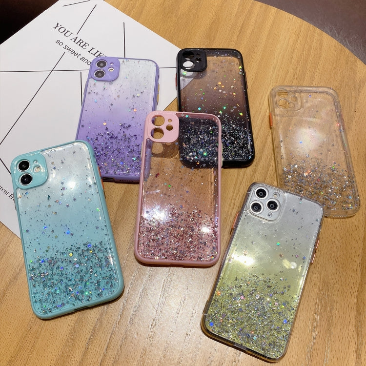 For iPhone 12 mini Starry Gradient Glitter Powder TPU Phone Case(Yellow) - iPhone 12 mini Cases by buy2fix | Online Shopping UK | buy2fix