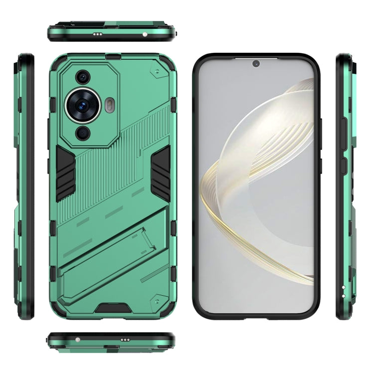 For Huawei nova 11 4G Punk Armor 2 in 1 PC + TPU Phone Case with Holder(Green) - Huawei Cases by buy2fix | Online Shopping UK | buy2fix