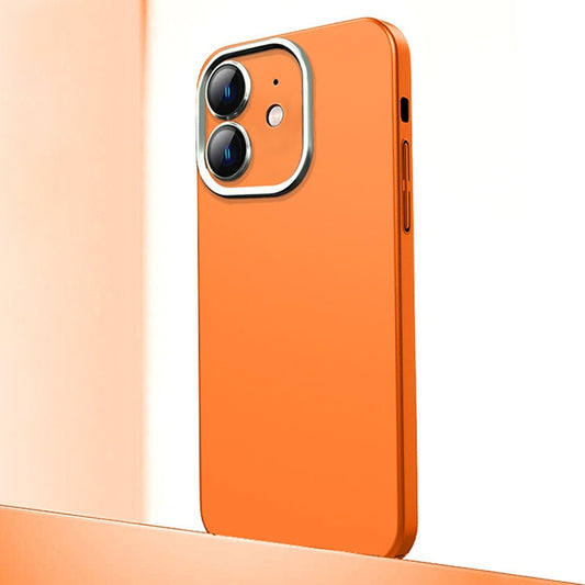 For iPhone 12 Frosted Metal Material Phone Case with Lens Protection(Orange) - iPhone 12 / 12 Pro Cases by buy2fix | Online Shopping UK | buy2fix