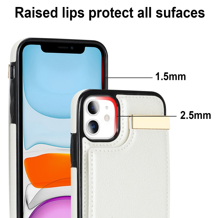 For iPhone 11 Metal Buckle Card Slots Phone Case(White) - iPhone 11 Cases by buy2fix | Online Shopping UK | buy2fix