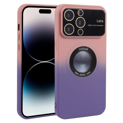 For iPhone 14 Pro Max Gradient Silicone Shockproof Magsafe Phone Case with Lens Film(Pink Purple) - iPhone 14 Pro Max Cases by buy2fix | Online Shopping UK | buy2fix