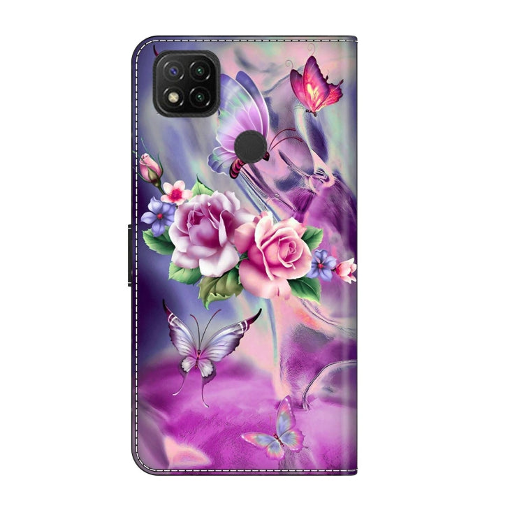 For Xiaomi Redmi 9C Crystal 3D Shockproof Protective Leather Phone Case(Butterfly) - Xiaomi Cases by buy2fix | Online Shopping UK | buy2fix