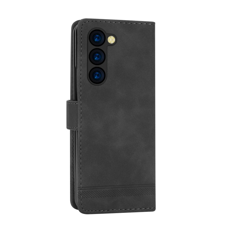 For Samsung Galaxy Z Fold5 Dierfeng Dream Line TPU + PU Leather Phone Case(Black) - Galaxy Z Fold5 Cases by buy2fix | Online Shopping UK | buy2fix