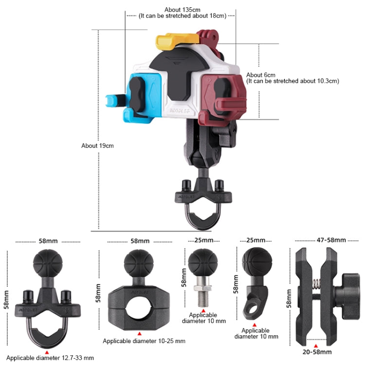 MOTOSLG Crab Motorcycle Phone Clamp Bracket U-Type Headbar Mount with Anti-theft Lock(Black) - Holder by MOTOLSG | Online Shopping UK | buy2fix