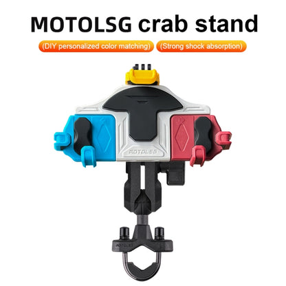 MOTOSLG Crab Motorcycle Phone Clamp Bracket M10 Ballhead Mount with Anti-theft Lock(Blue White Red) - Holder by MOTOLSG | Online Shopping UK | buy2fix