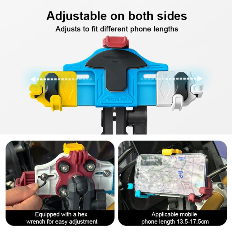 MOTOSLG Crab Motorcycle Phone Clamp Bracket O-Type Rear Mirror Mount(Yellow Blue White) - Holder by MOTOLSG | Online Shopping UK | buy2fix