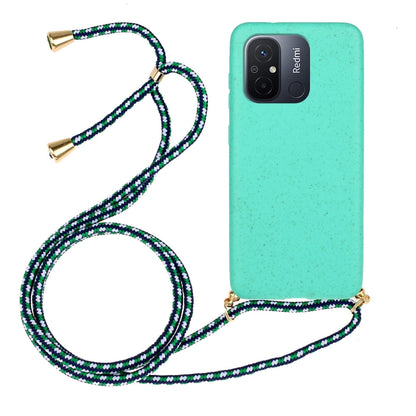 For Xiaomi Redmi 12C Wheat Straw Material + TPU Phone Case with Lanyard(Green) - Xiaomi Cases by buy2fix | Online Shopping UK | buy2fix