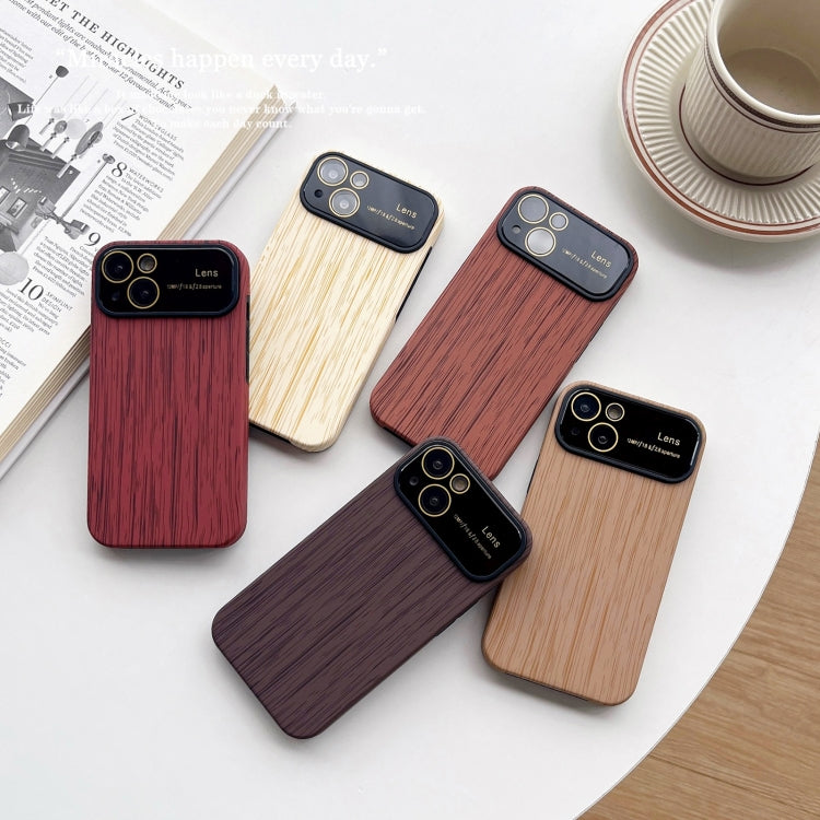 For iPhone 11 Pro Max Wood Grain TPU Phone Case with Lens Film(Khaki) - iPhone 11 Pro Max Cases by buy2fix | Online Shopping UK | buy2fix