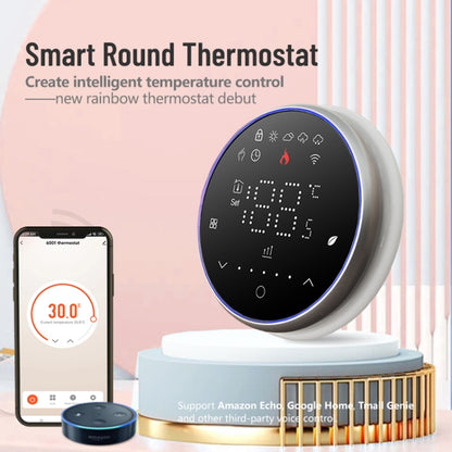 BHT-6001GCLW 95-240V AC 5A Smart Round Thermostat Boiler Heating LED Thermostat With WiFi(Black) - Thermostat & Thermometer by buy2fix | Online Shopping UK | buy2fix