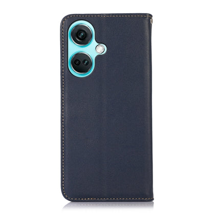 For OnePlus Nord CE3 5G KHAZNEH Nappa Top Layer Cowhide Leather Phone Case(Blue) - OnePlus Cases by buy2fix | Online Shopping UK | buy2fix