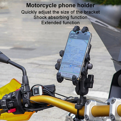 MOTOSLG Crab Motorcycle Phone Clamp Bracket L-Type Rear Mirror Mount with Anti-theft Lock(Black) - Holder by MOTOLSG | Online Shopping UK | buy2fix