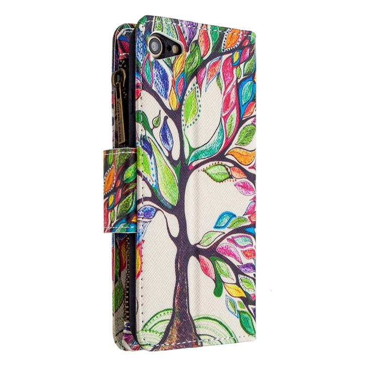 For iPhone 8 & 7 Colored Drawing Pattern Zipper Horizontal Flip Leather Case with Holder & Card Slots & Wallet(Tree) - Apple Accessories by buy2fix | Online Shopping UK | buy2fix