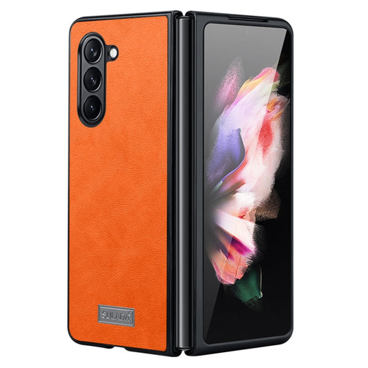 For Samsung Galaxy Z Fold5 SULADA Shockproof TPU + Handmade Leather Phone Case(Orange) - Galaxy Z Fold5 Cases by SULADA | Online Shopping UK | buy2fix