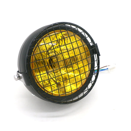 Motorcycle Reticular Retro Lamp LED Headlight Modification Accessories for Halley / Honda CG125 / Suzuki GN125(Yellow) - In Car by buy2fix | Online Shopping UK | buy2fix