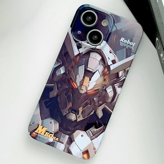 For iPhone 14 Painted Pattern Precise Hole PC Phone Case(Grey Robot) - iPhone 14 Cases by buy2fix | Online Shopping UK | buy2fix