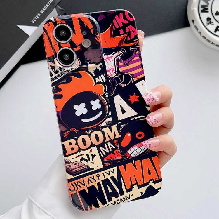 For iPhone 12 Painted Pattern Precise Hole PC Phone Case(Orange Comics) - iPhone 12 / 12 Pro Cases by buy2fix | Online Shopping UK | buy2fix