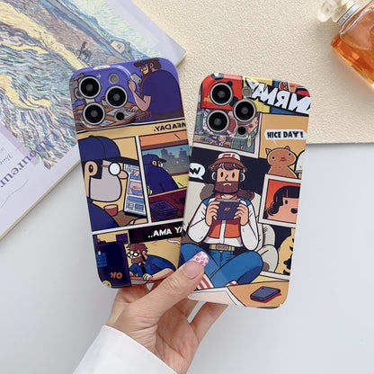 For iPhone XR Painted Pattern Precise Hole PC Phone Case(Black Purple Umbrella Boy) - More iPhone Cases by buy2fix | Online Shopping UK | buy2fix