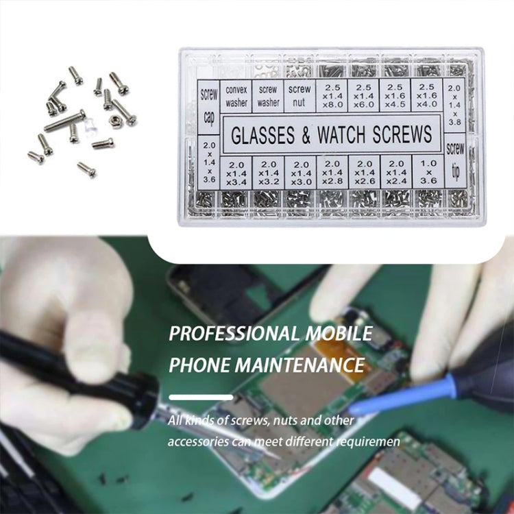 1000pcs Box Watch Glasses Repair Screw Set - Screws by buy2fix | Online Shopping UK | buy2fix