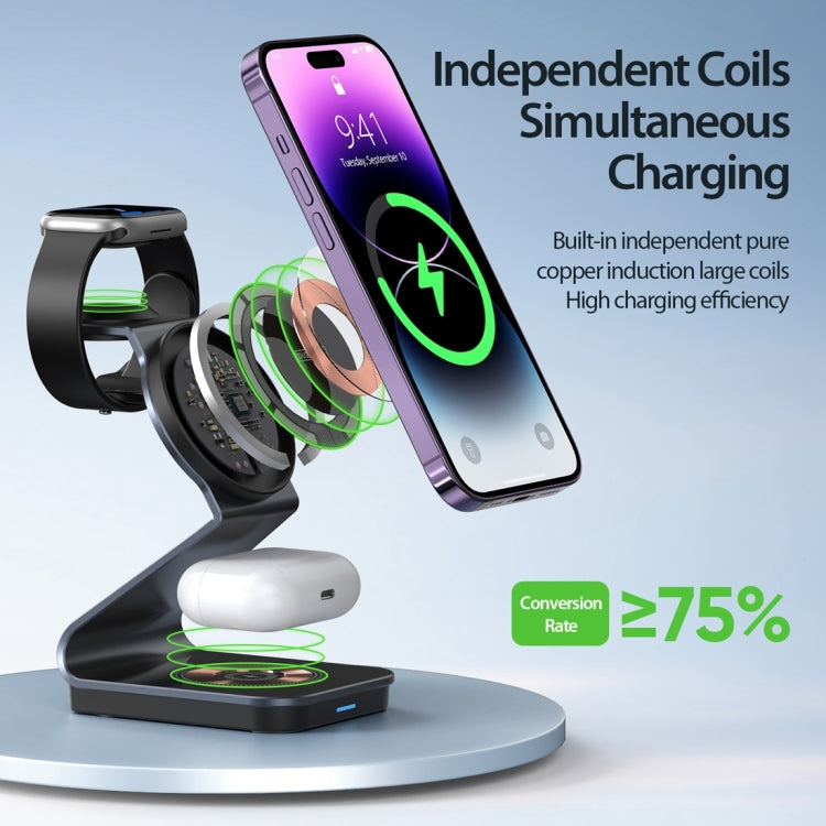 DUZZONA W15 15W 3 in 1 Transparent Magnetic Suction Wireless Charging Stand - Wireless Charger by DUZZONA | Online Shopping UK | buy2fix