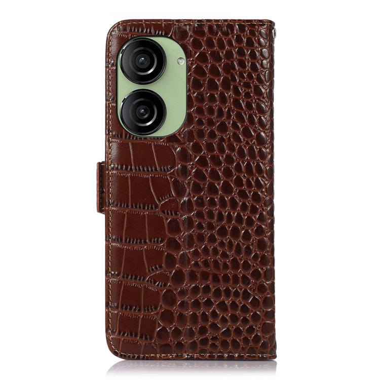 For Asus ZenFone 10 / ZenFone 9  Crocodile Top Layer Cowhide Leather Phone Case(Brown) - ASUS Cases by buy2fix | Online Shopping UK | buy2fix