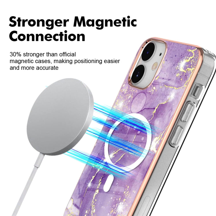 For iPhone 12 / 12 Pro Marble Pattern Dual-side IMD Magsafe TPU Phone Case(Purple 002) - iPhone 12 / 12 Pro Cases by buy2fix | Online Shopping UK | buy2fix