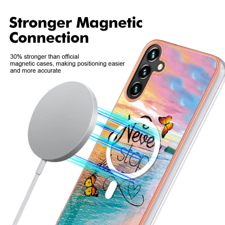 For Samsung Galaxy A34 5G Marble Pattern Dual-side IMD Magsafe TPU Phone Case(Dream Butterfly) - Galaxy Phone Cases by buy2fix | Online Shopping UK | buy2fix