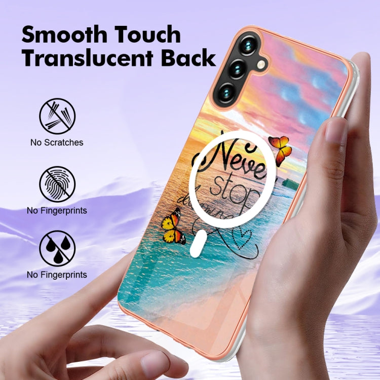 For Samsung Galaxy A34 5G Marble Pattern Dual-side IMD Magsafe TPU Phone Case(Dream Butterfly) - Galaxy Phone Cases by buy2fix | Online Shopping UK | buy2fix