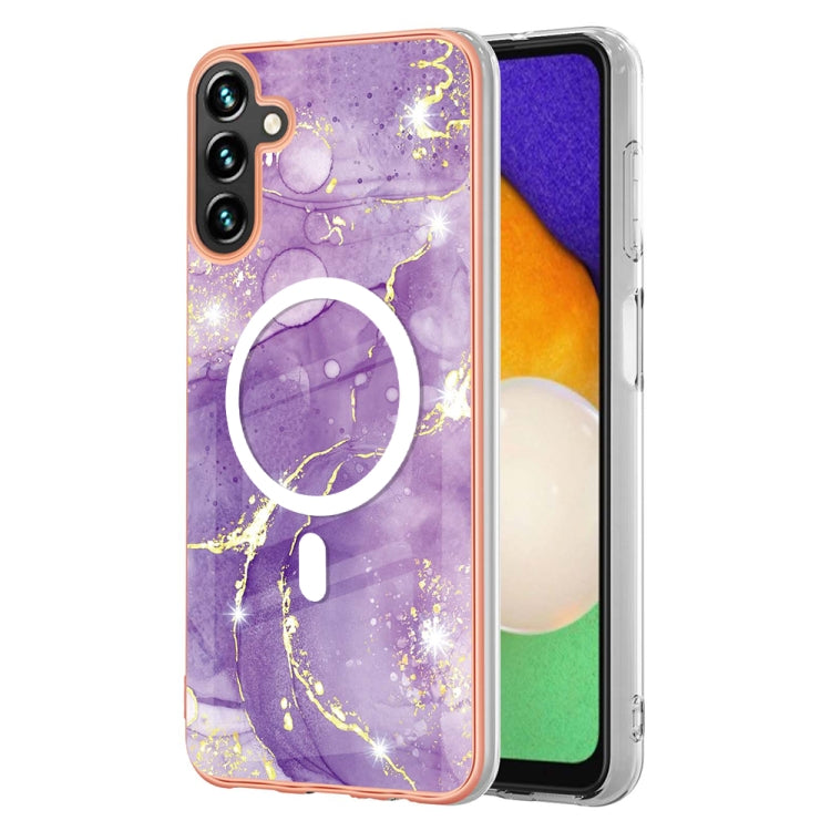 For Samsung Galaxy A54 5G Marble Pattern Dual-side IMD Magsafe TPU Phone Case(Purple 002) - Galaxy Phone Cases by buy2fix | Online Shopping UK | buy2fix