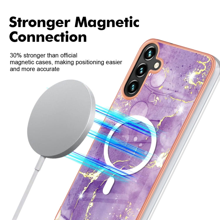 For Samsung Galaxy A54 5G Marble Pattern Dual-side IMD Magsafe TPU Phone Case(Purple 002) - Galaxy Phone Cases by buy2fix | Online Shopping UK | buy2fix